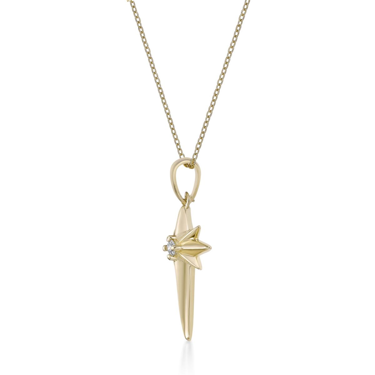 Lab Created Gemminded Lab-Grown Diamond Accent Star Pendant Necklace in 18k Gold Over Silver