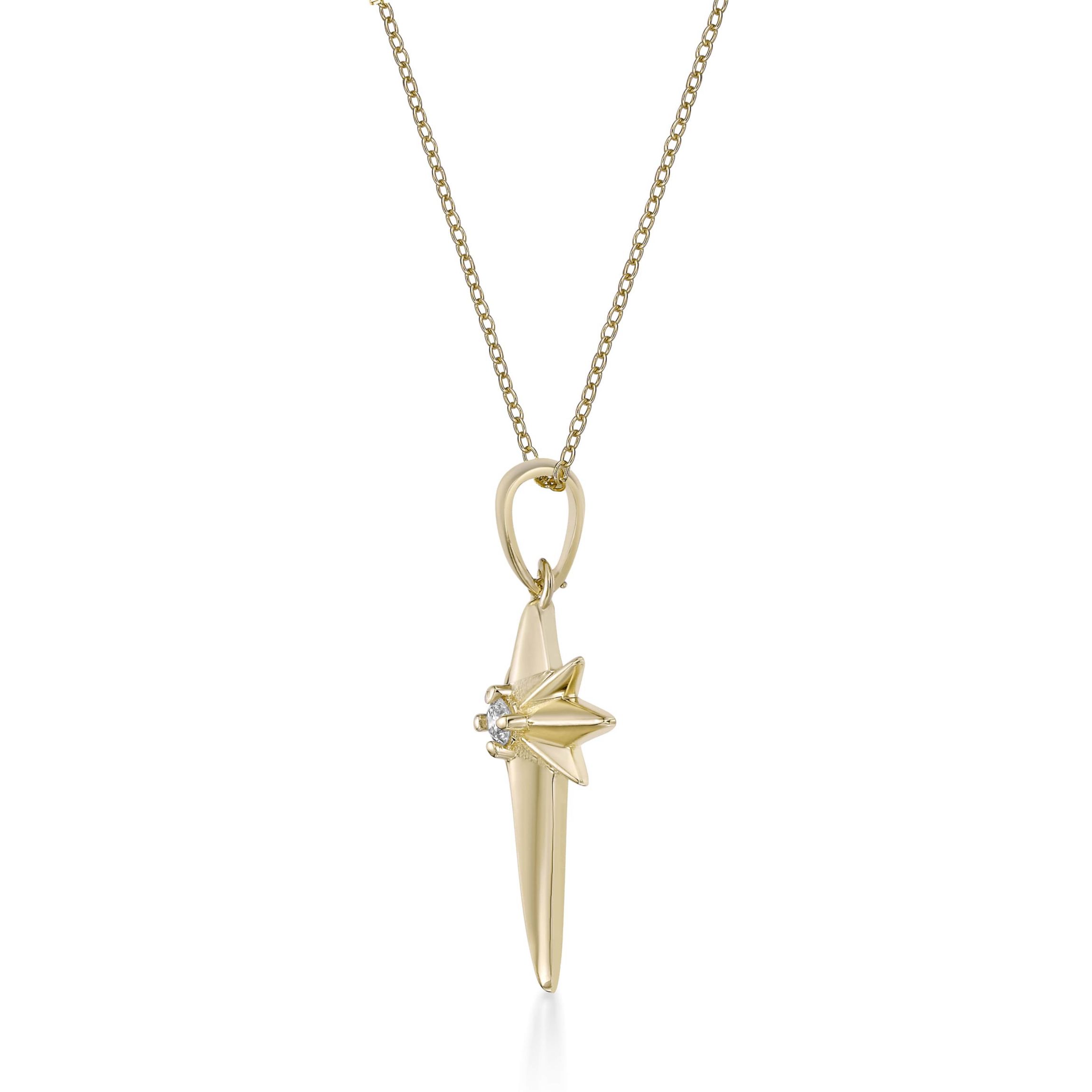 Lab Created Gemminded Lab-Grown Diamond Accent Star Pendant Necklace in 18k Gold Over Silver