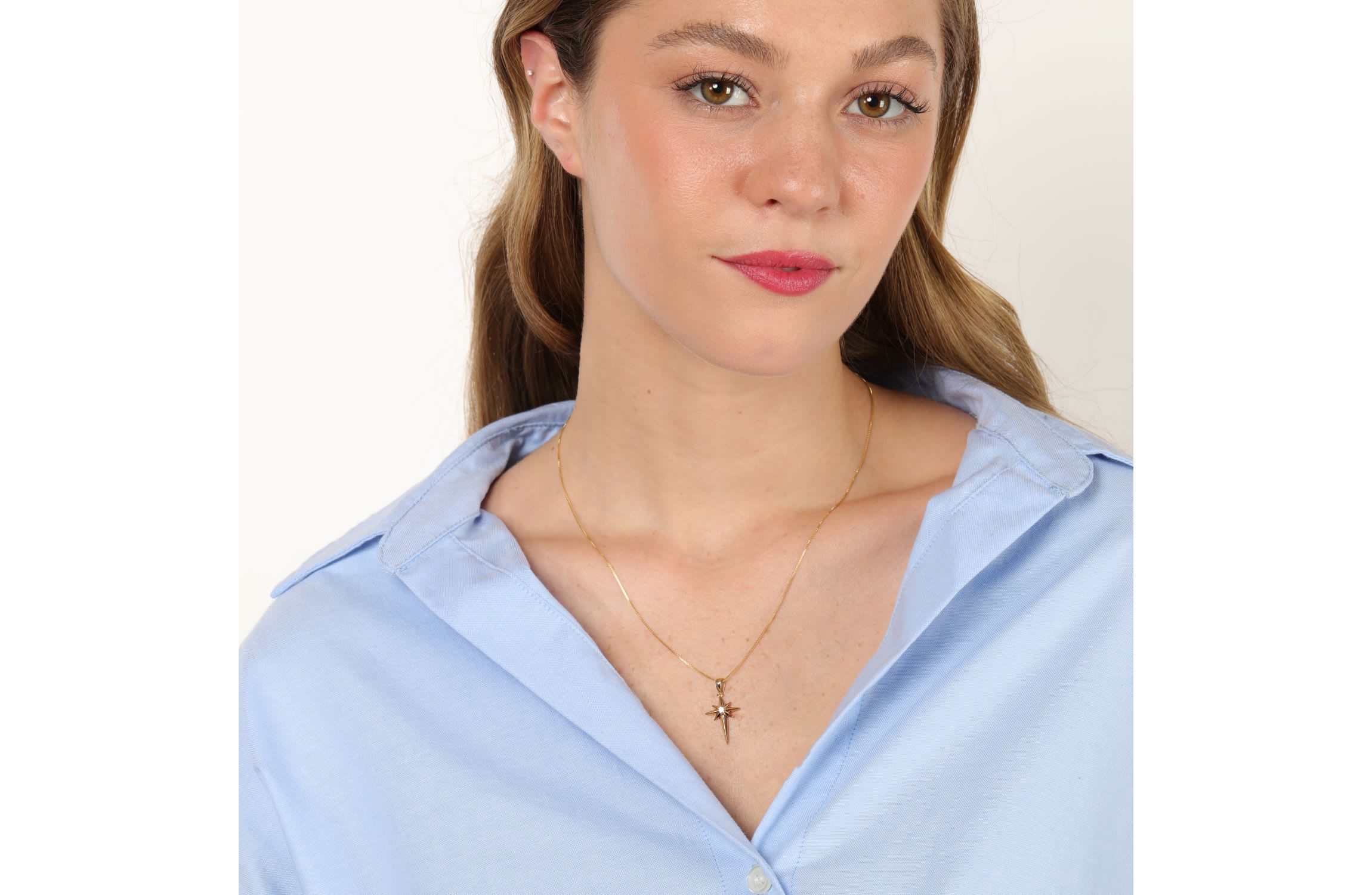 Lab Created Gemminded Lab-Grown Diamond Accent Star Pendant Necklace in 18k Gold Over Silver