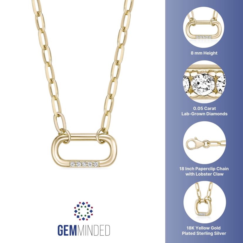 Lab Created Gemminded Lab-Grown Diamond Accent Pendant Necklace in 18k Gold Over Silver