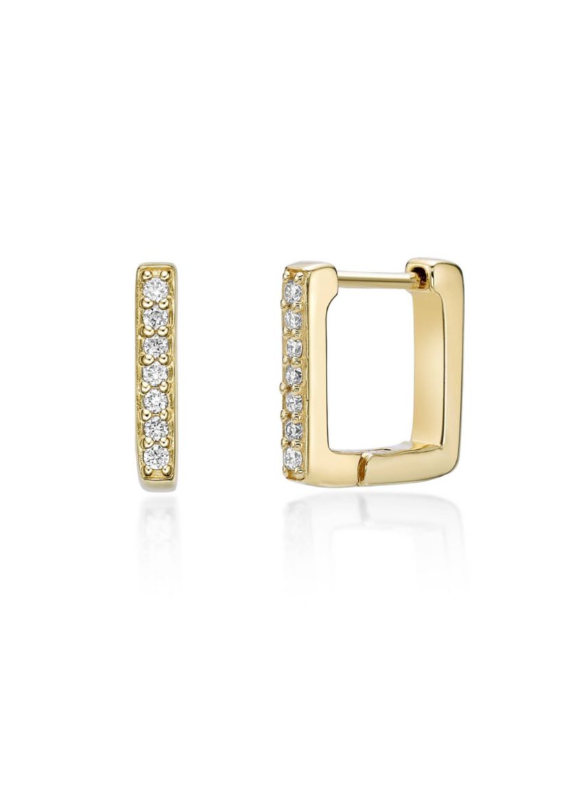 Lab Created Gemminded 1/8 ct. t.w. Lab-Grown Diamond Hoop Earrings in 18k Gold Over Silver