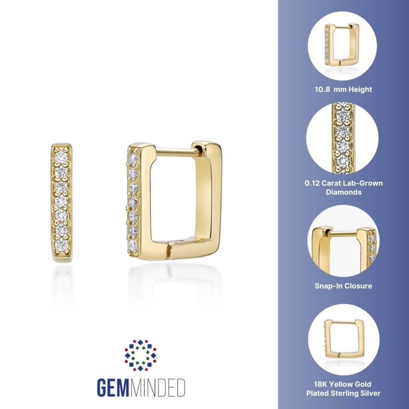 Lab Created Gemminded 1/8 ct. t.w. Lab-Grown Diamond Hoop Earrings in 18k Gold Over Silver