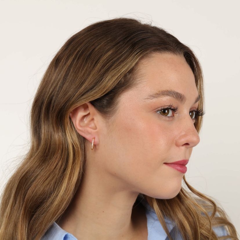 Lab Created Gemminded 1/10 ct. t.w. Lab-Grown Diamond Hoop Earrings in 18k Gold Over Silver