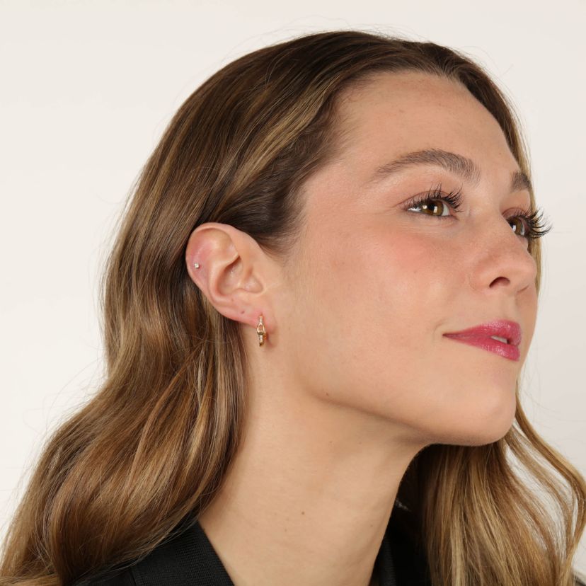 Lab Created Gemminded 1/10 ct. t.w. Lab-Grown Diamond Hoop Earrings in 18k Gold Over Silver