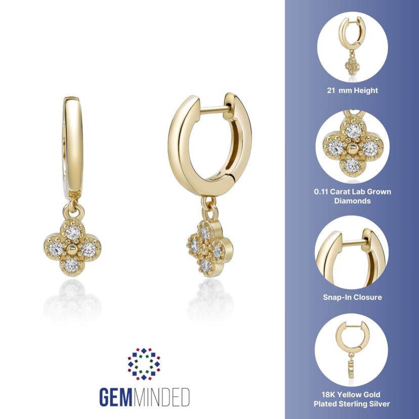 Lab Created Gemminded 1/10 ct. t.w. Lab-Grown Diamond Earrings in 18k Gold Over Silver