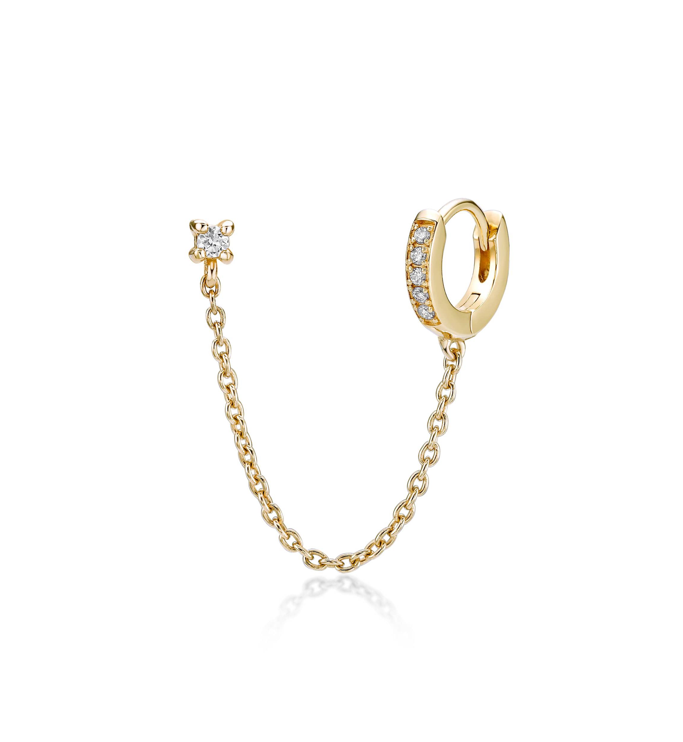 Lab Created Gemminded Lab-Grown Diamond Accent Single Huggie Earring in 18k Gold Over Silver
