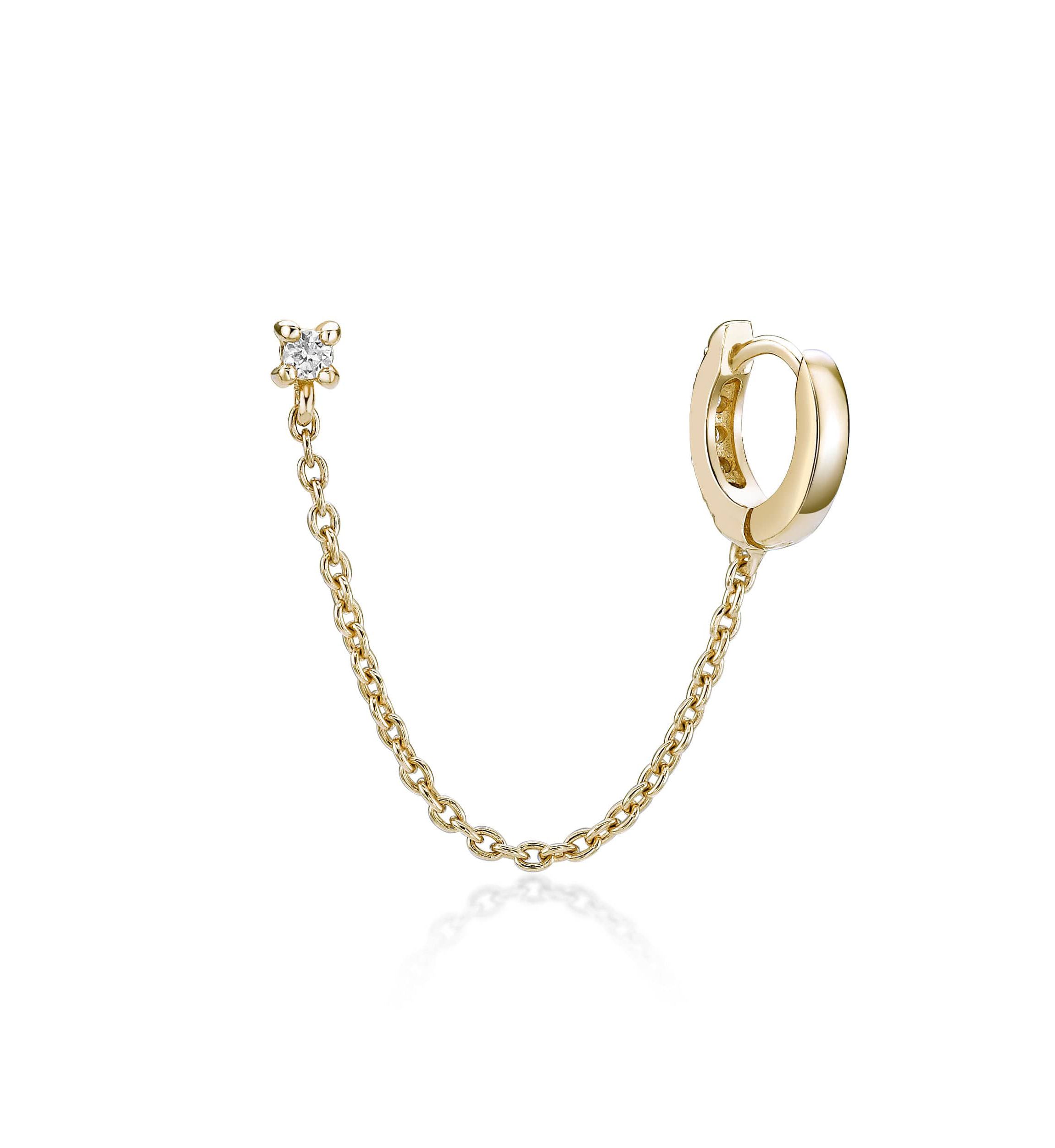 Lab Created Gemminded Lab-Grown Diamond Accent Single Huggie Earring in 18k Gold Over Silver