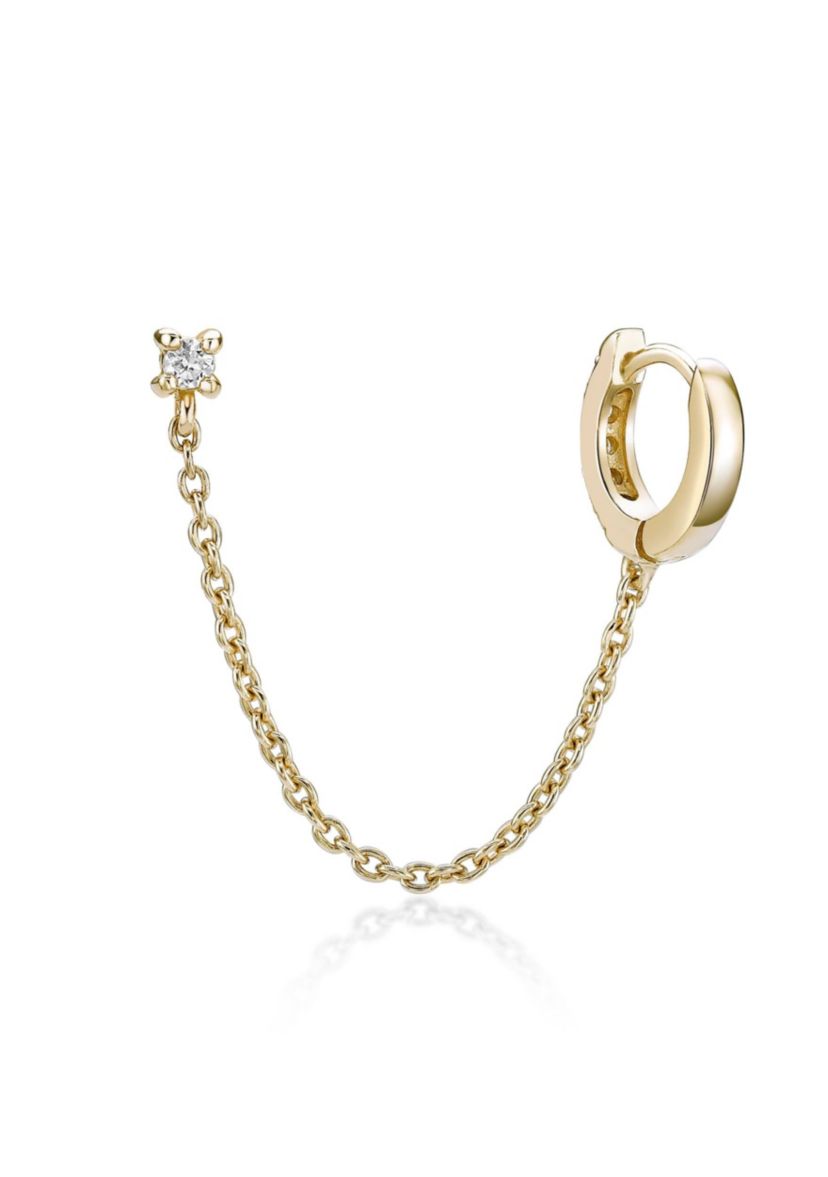 Lab Created Gemminded Lab-Grown Diamond Accent Single Huggie Earring in 18k Gold Over Silver