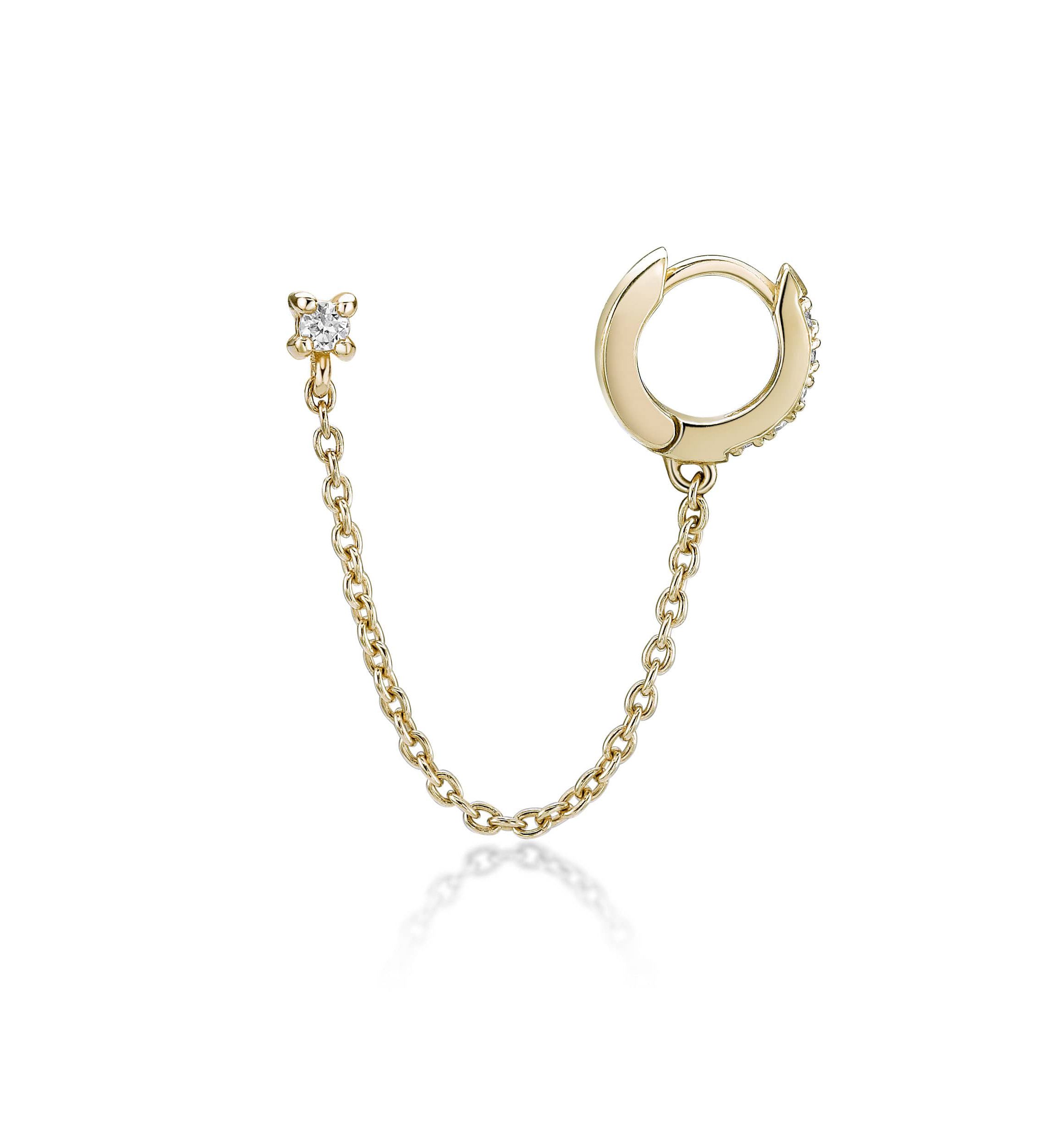 Lab Created Gemminded Lab-Grown Diamond Accent Single Huggie Earring in 18k Gold Over Silver