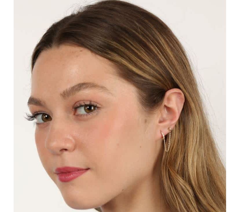 Lab Created Gemminded Lab-Grown Diamond Accent Single Huggie Earring in 18k Gold Over Silver