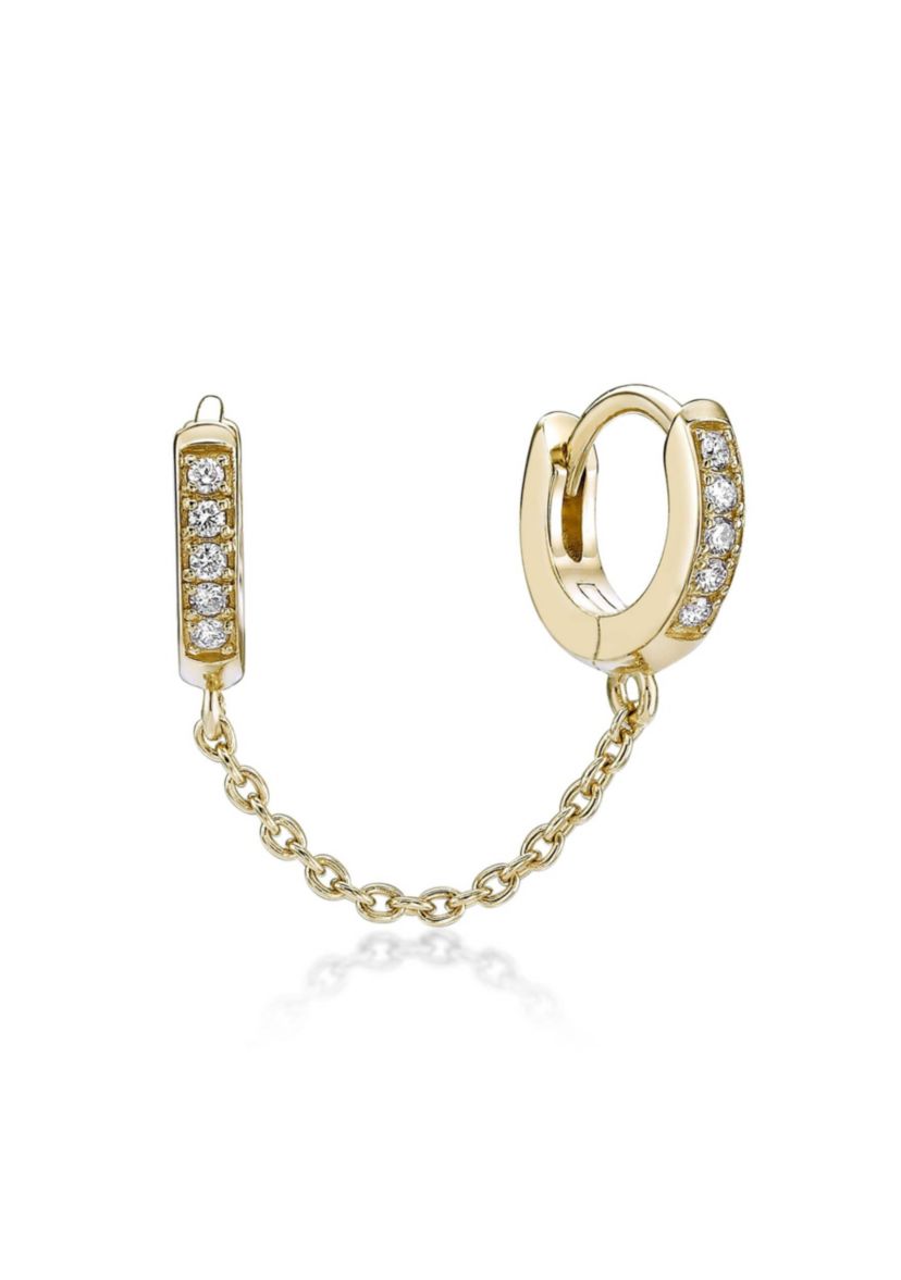 Lab Created Gemminded 1/10 ct. t.w. Lab-Grown Diamond Single Huggie Earring in 18k Gold Over Silver