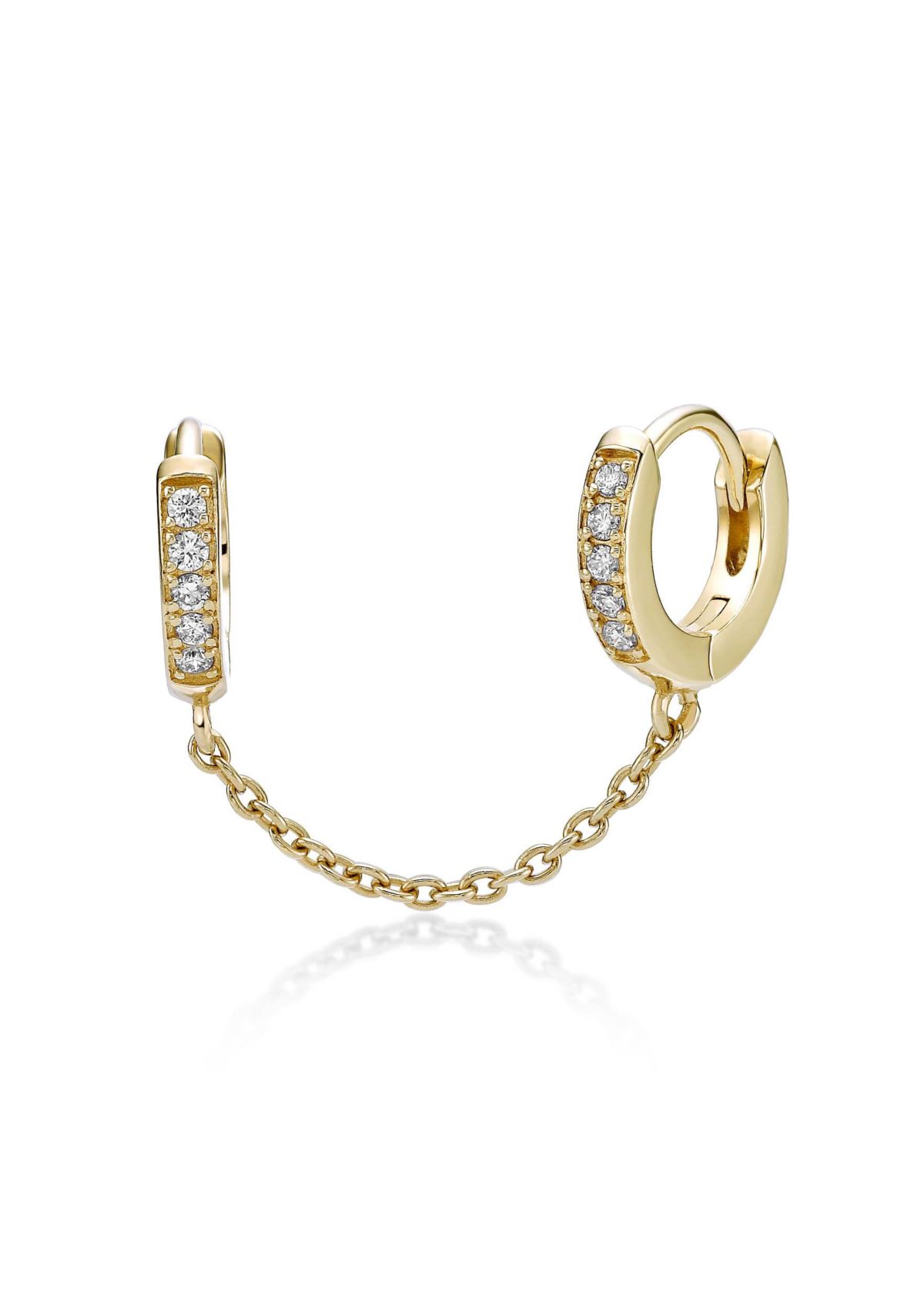 Lab Created Gemminded 1/10 ct. t.w. Lab-Grown Diamond Single Huggie Earring in 18k Gold Over Silver