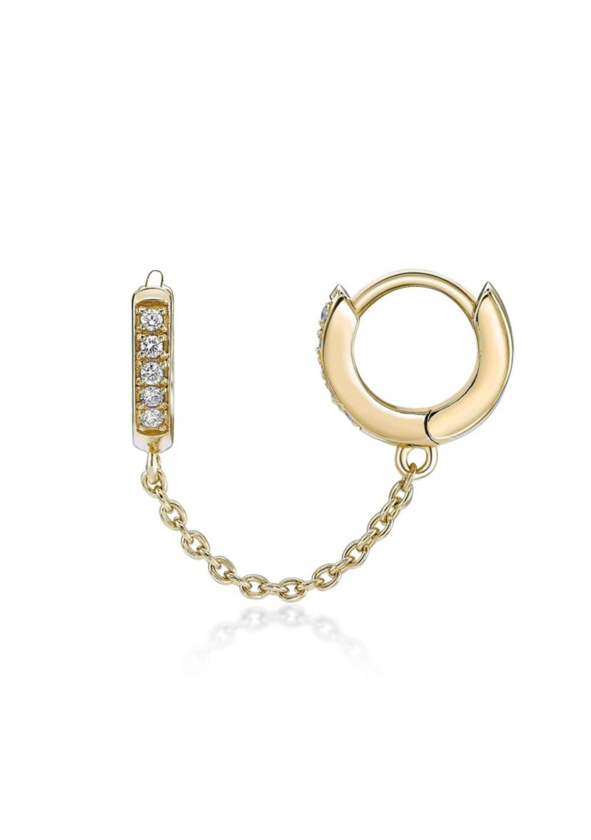 Lab Created Gemminded 1/10 ct. t.w. Lab-Grown Diamond Single Huggie Earring in 18k Gold Over Silver
