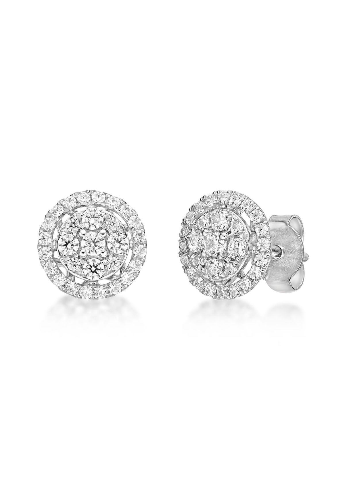 Lab Created 1/2 ct. TDW Lab Grown Diamond Halo Stud Earrings in 10K White Gold