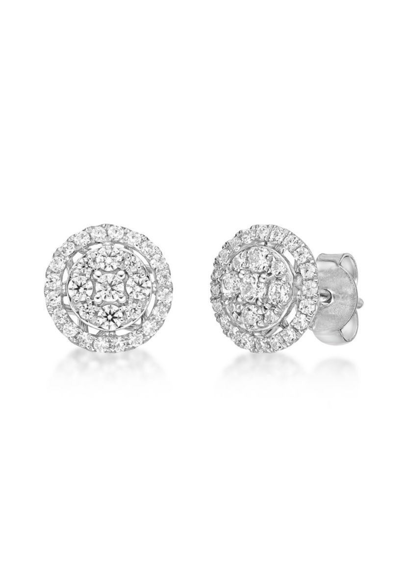 Lab Created 1/2 ct. TDW Lab Grown Diamond Halo Stud Earrings in 10K White Gold