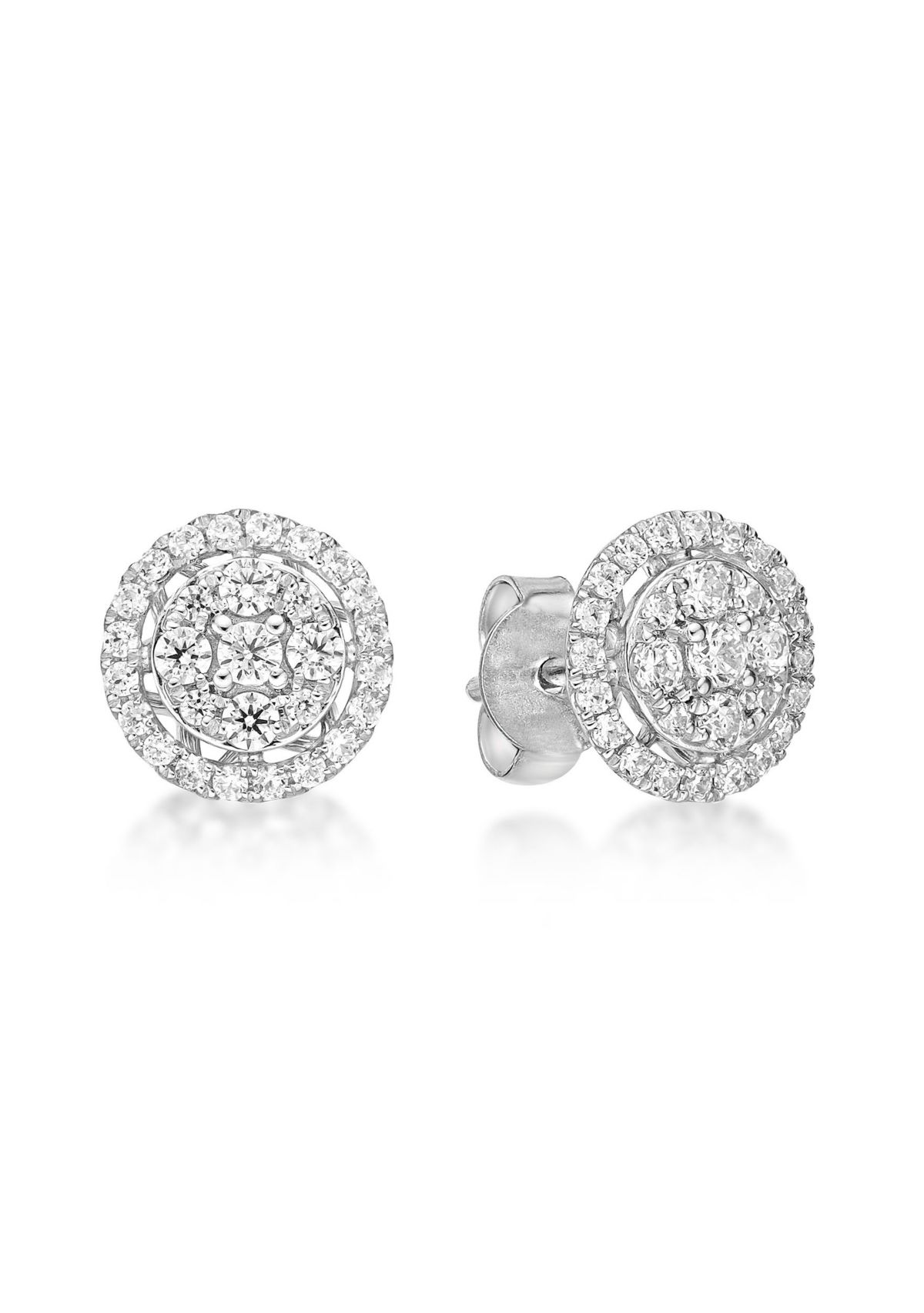 Lab Created 1/2 ct. TDW Lab Grown Diamond Halo Stud Earrings in 10K White Gold
