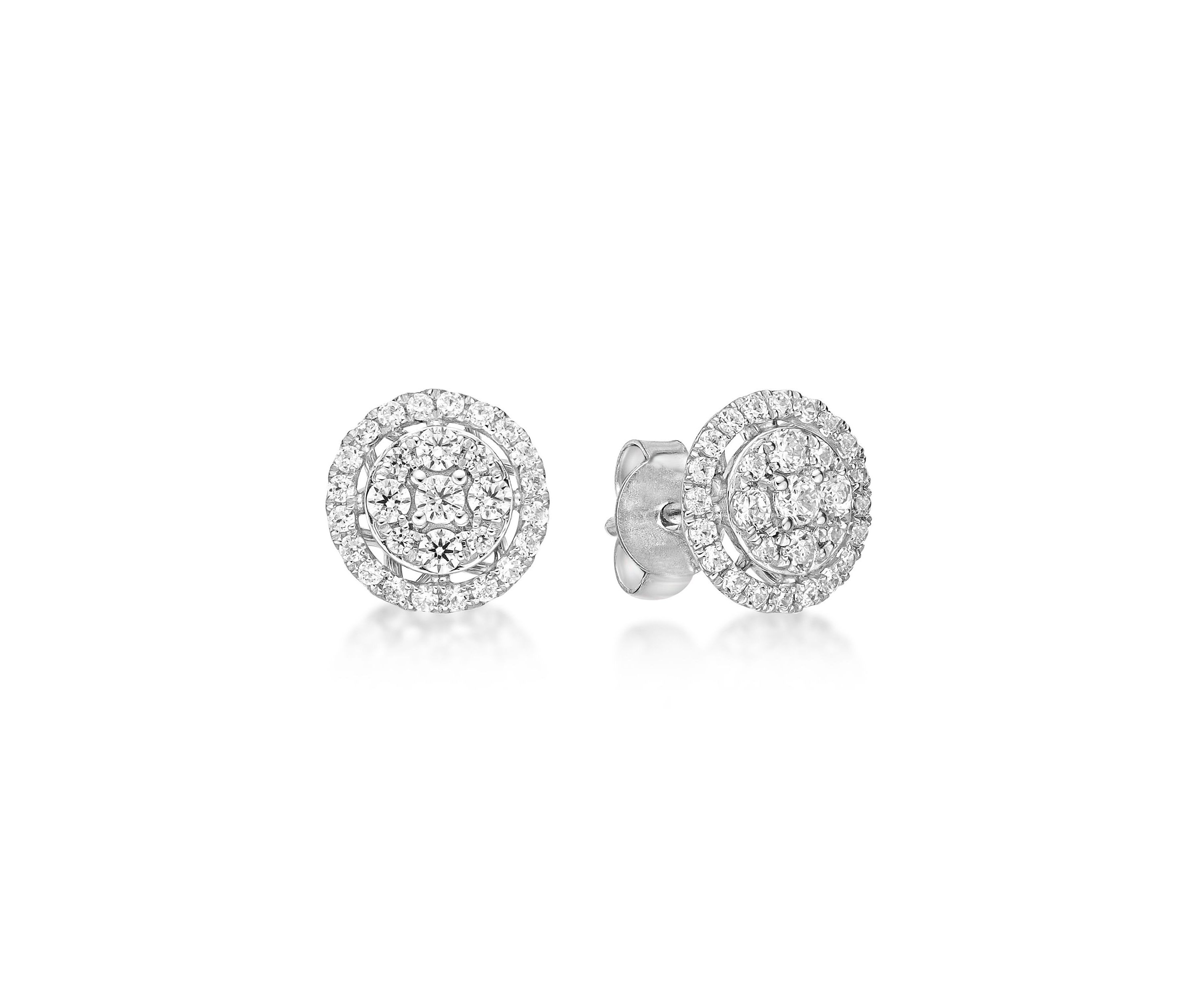 Lab Created 1/2 ct. TDW Lab Grown Diamond Halo Stud Earrings in 10K White Gold