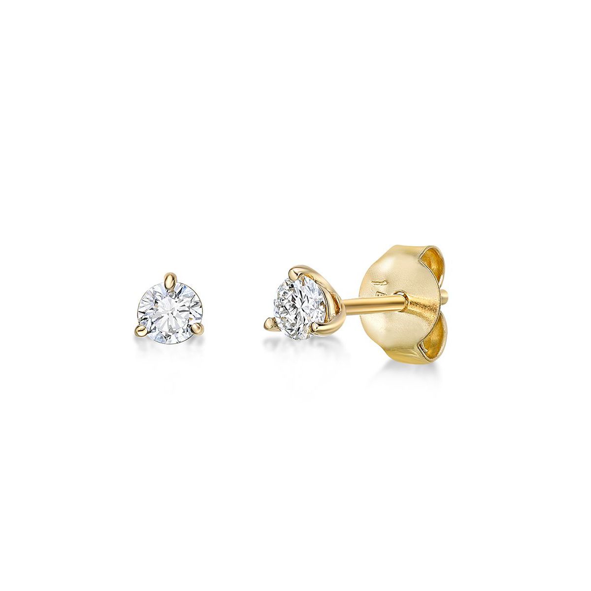 Lab Created 1/4 ct. TDW Lab Grown Diamond Solitaire Stud Earrings in 14K Yellow Gold