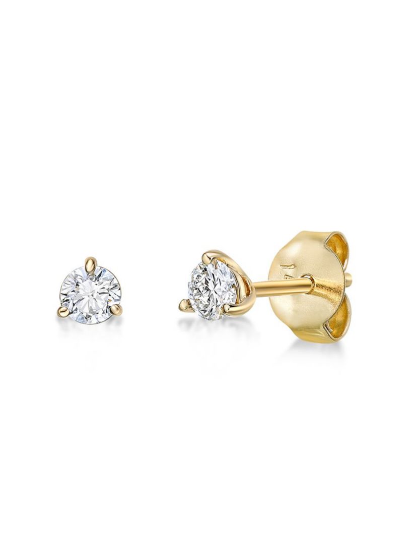 Lab Created 1/4 ct. TDW Lab Grown Diamond Solitaire Stud Earrings in 14K Yellow Gold
