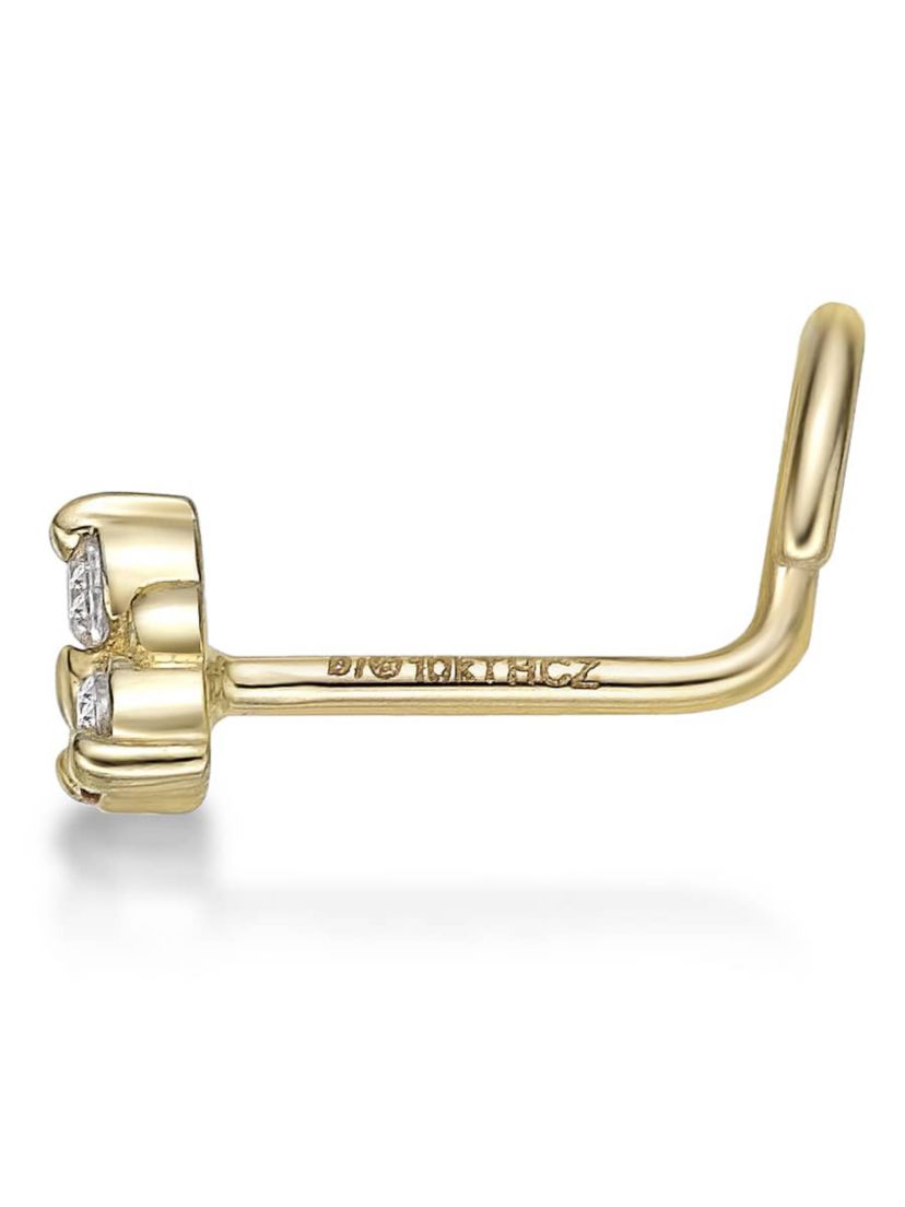 Lab Created Lila Moon Lab-Grown Diamond Accent 3-Stone Nose Stud in 10K Gold