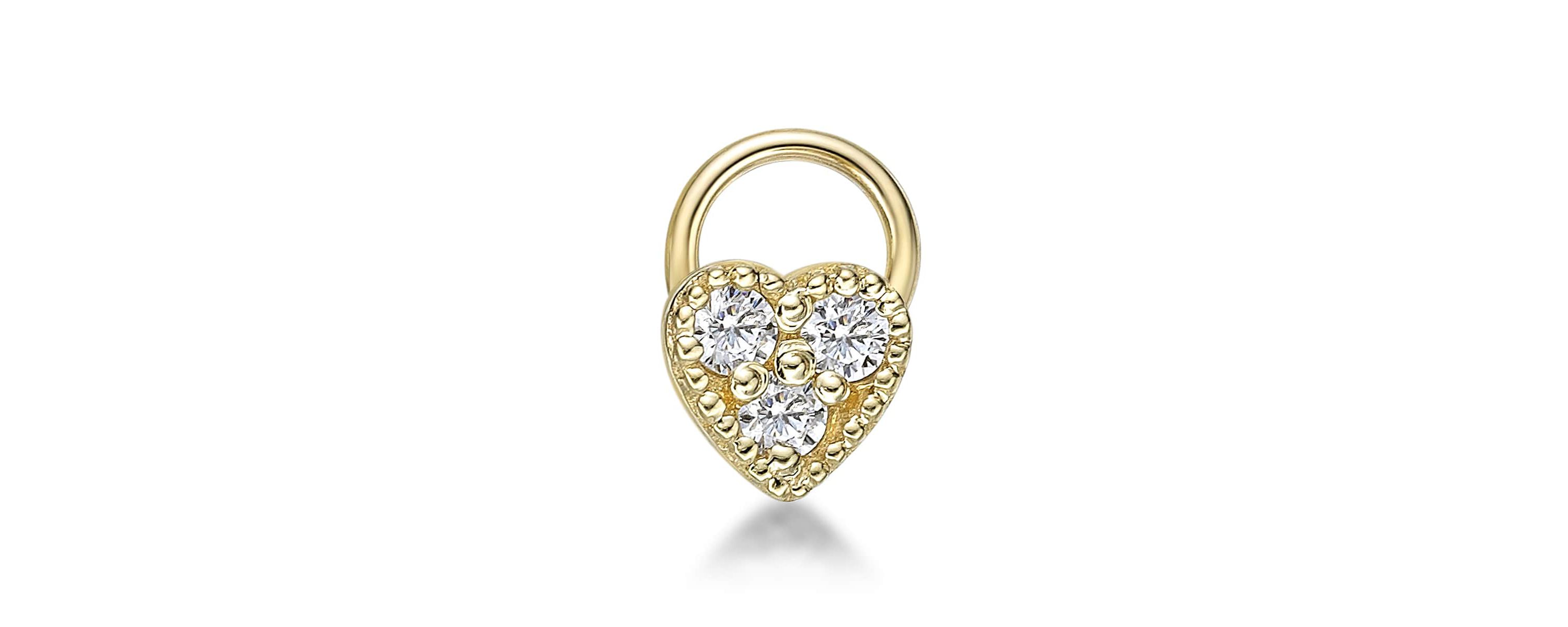 Lab Created Lila Moon Lab-Grown Diamond Accent Heart Nose Stud in 10K Gold