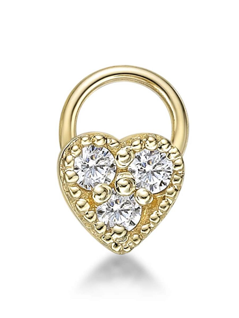 Lab Created Lila Moon Lab-Grown Diamond Accent Heart Nose Stud in 10K Gold