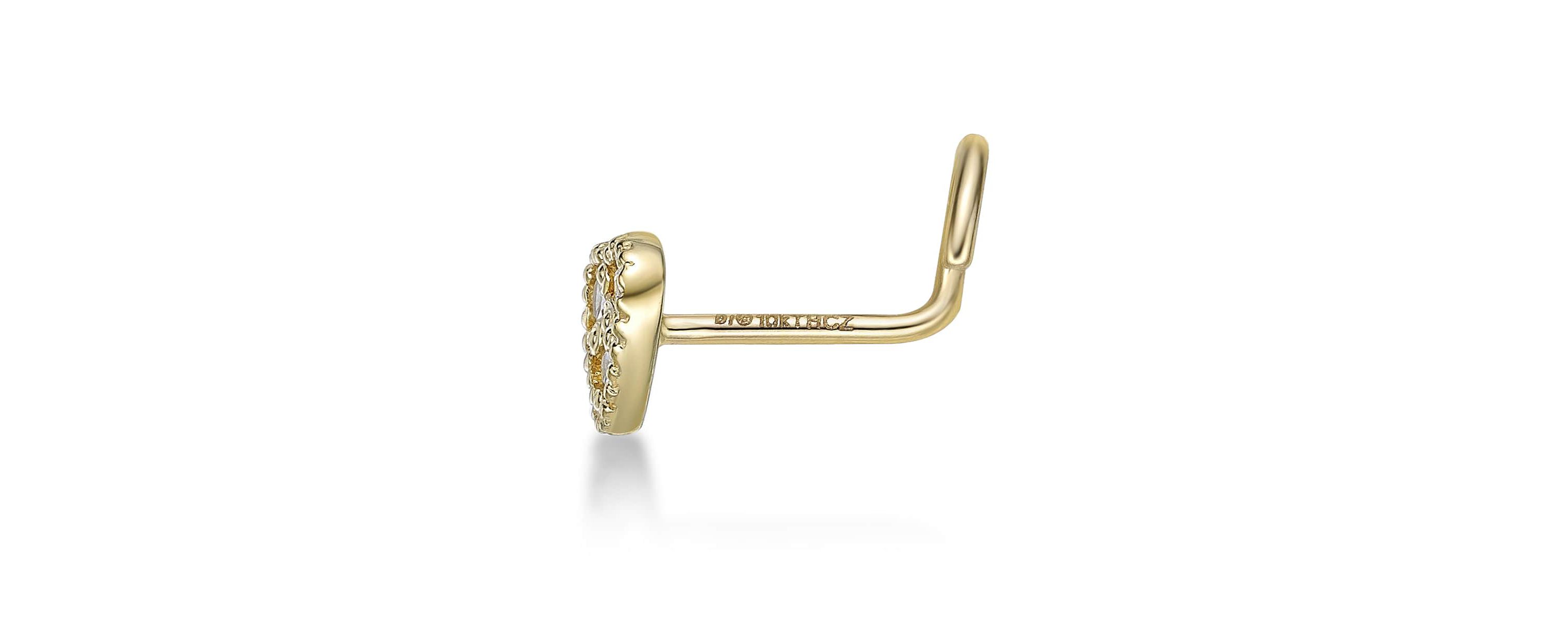 Lab Created Lila Moon Lab-Grown Diamond Accent Heart Nose Stud in 10K Gold