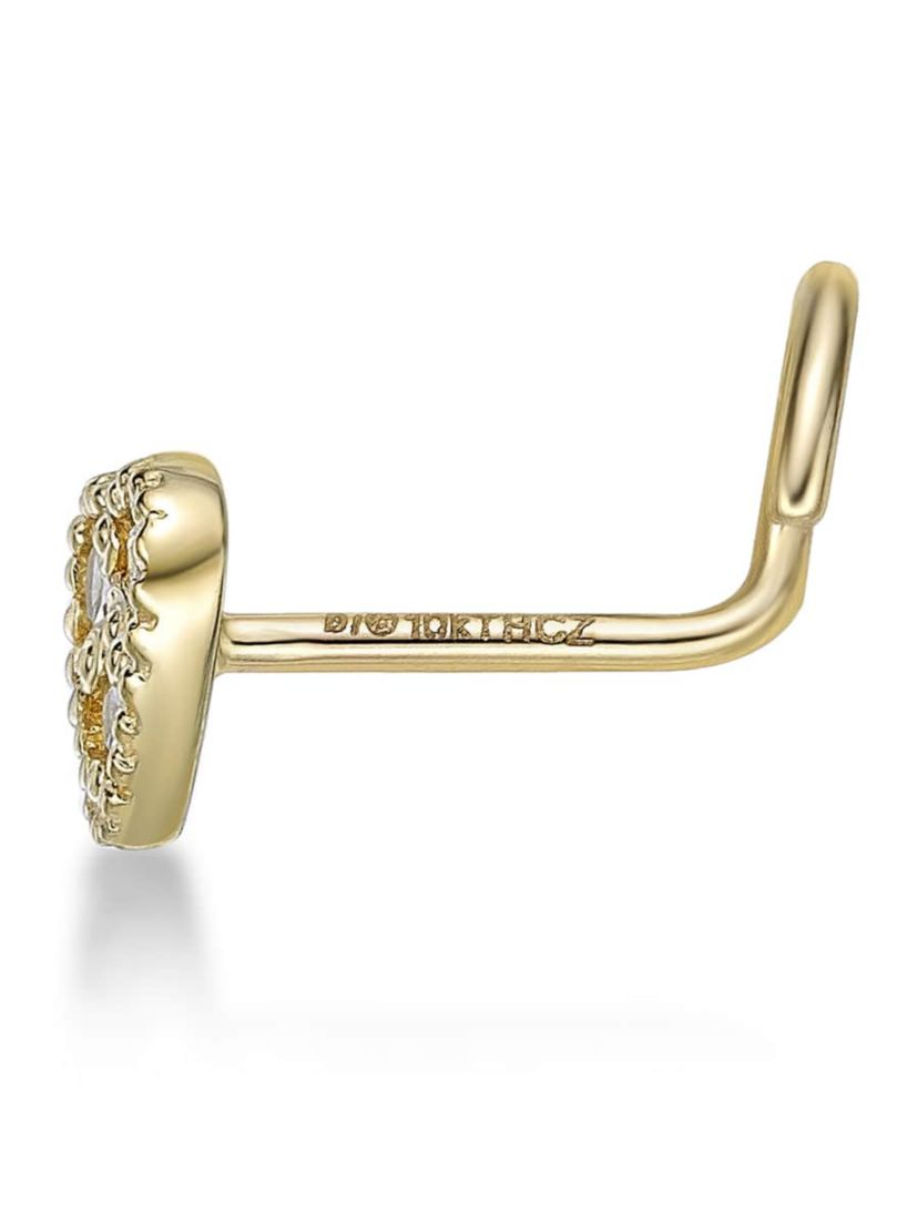 Lab Created Lila Moon Lab-Grown Diamond Accent Heart Nose Stud in 10K Gold
