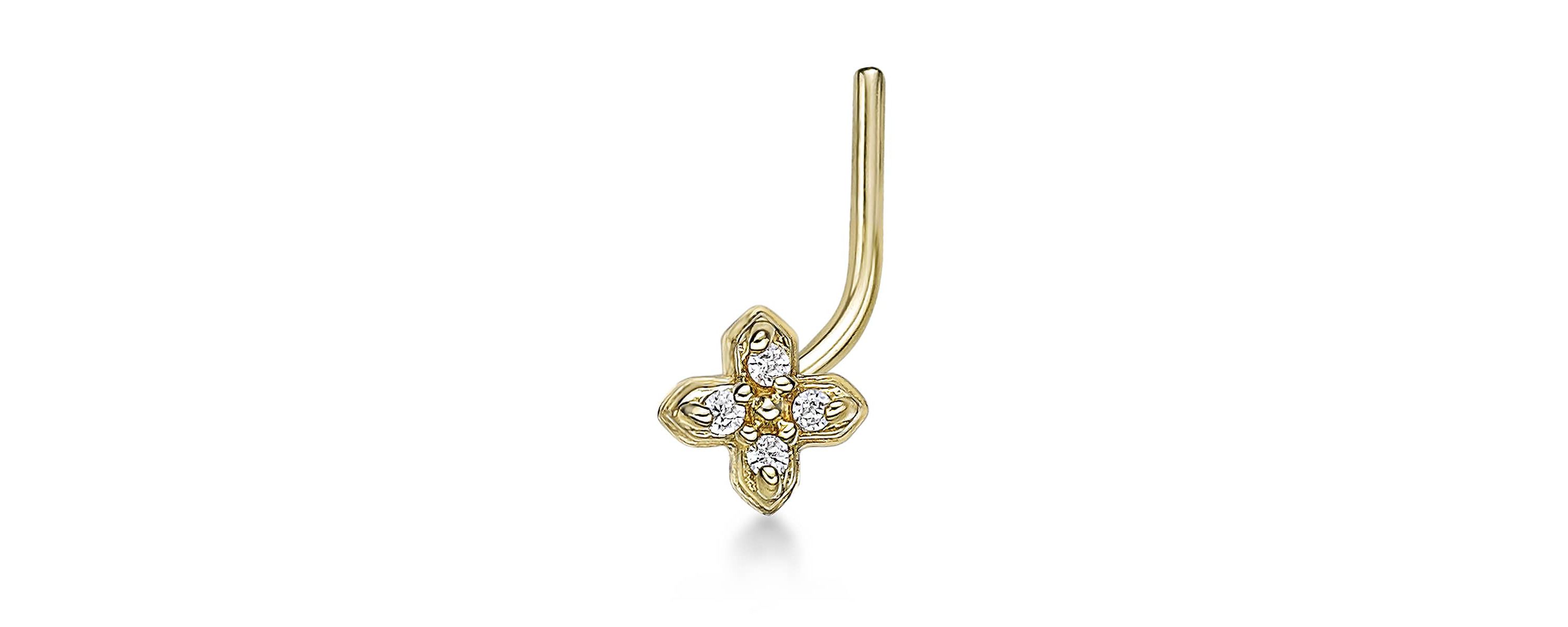Lab Created Lila Moon Lab-Grown Diamond Accent Curved Nose Stud in 10K Gold