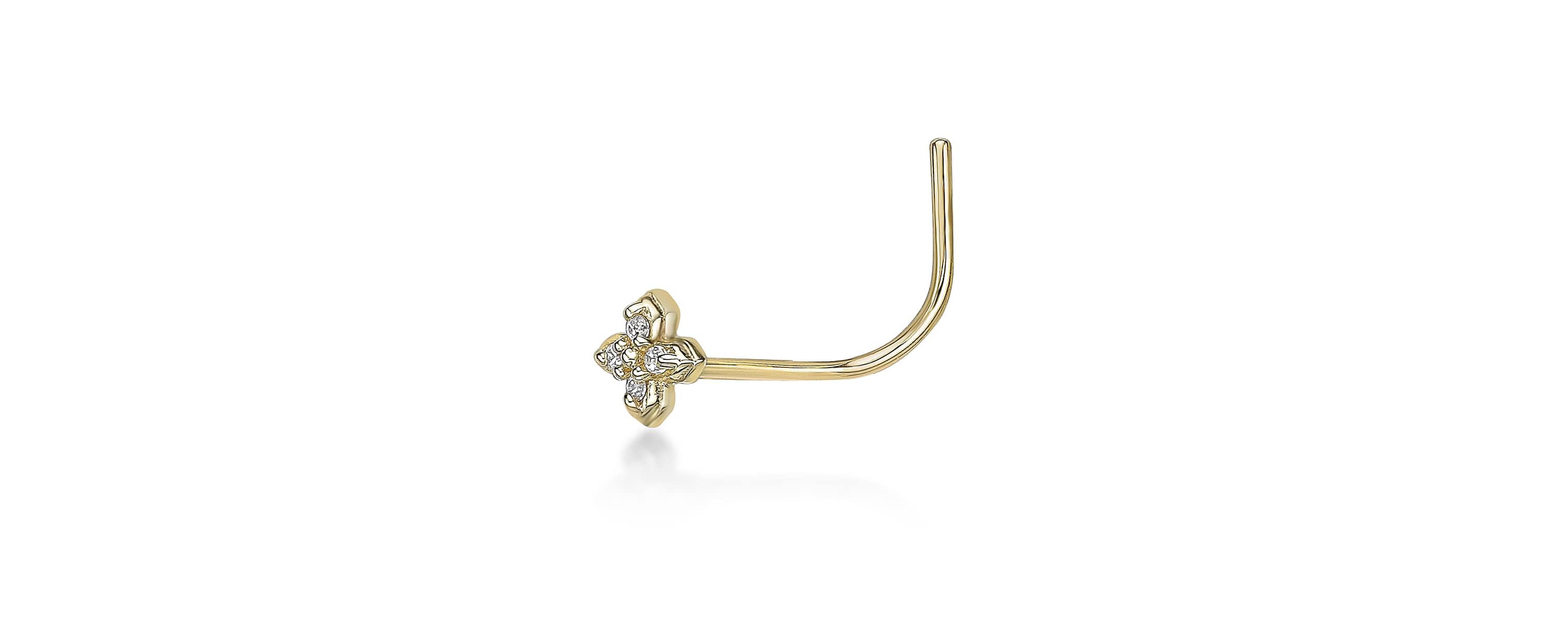 Lab Created Lila Moon Lab-Grown Diamond Accent Curved Nose Stud in 10K Gold