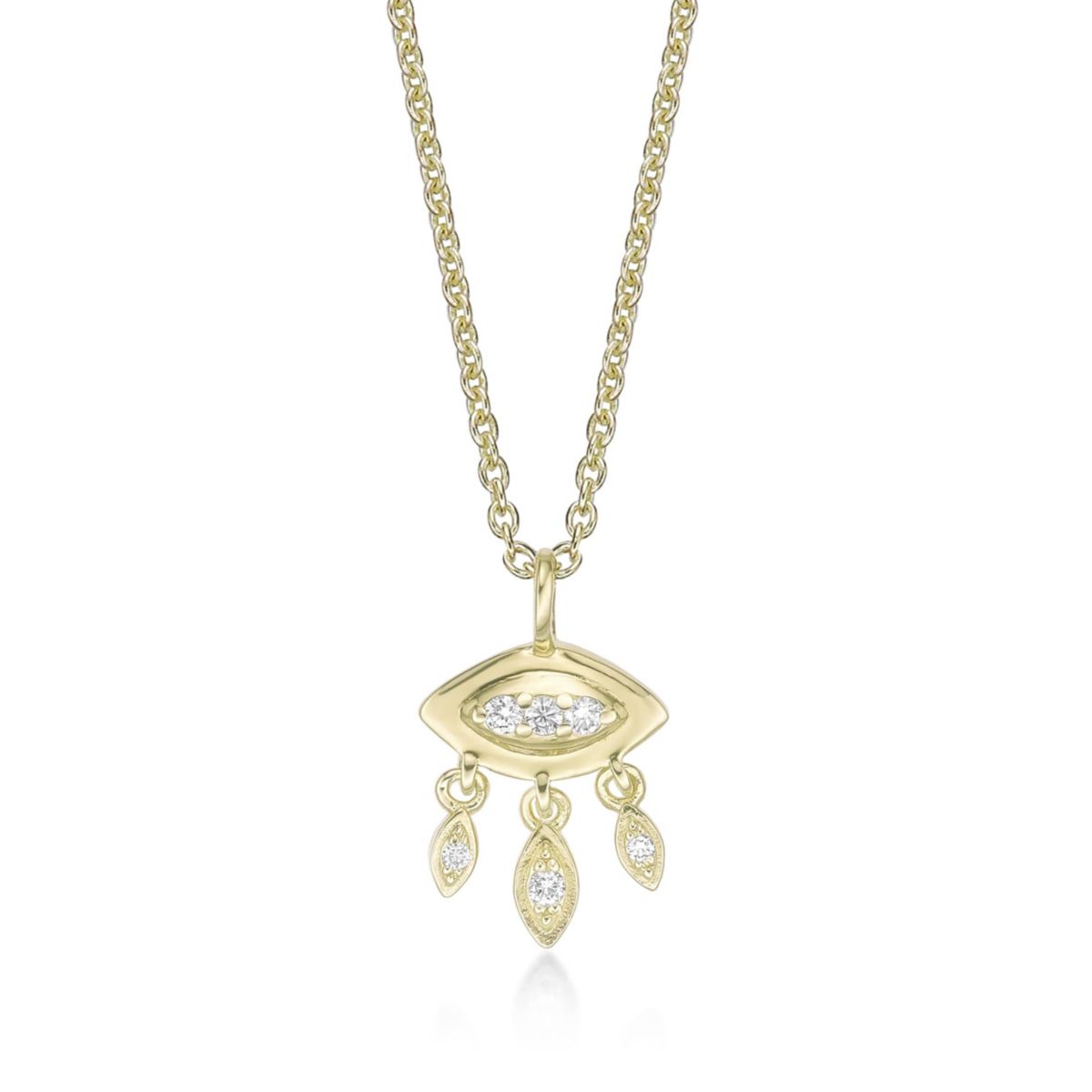 Lab Created Gemminded Lab-Grown Diamond Accent Eye Pendant Necklace in 18k Gold Over Silver