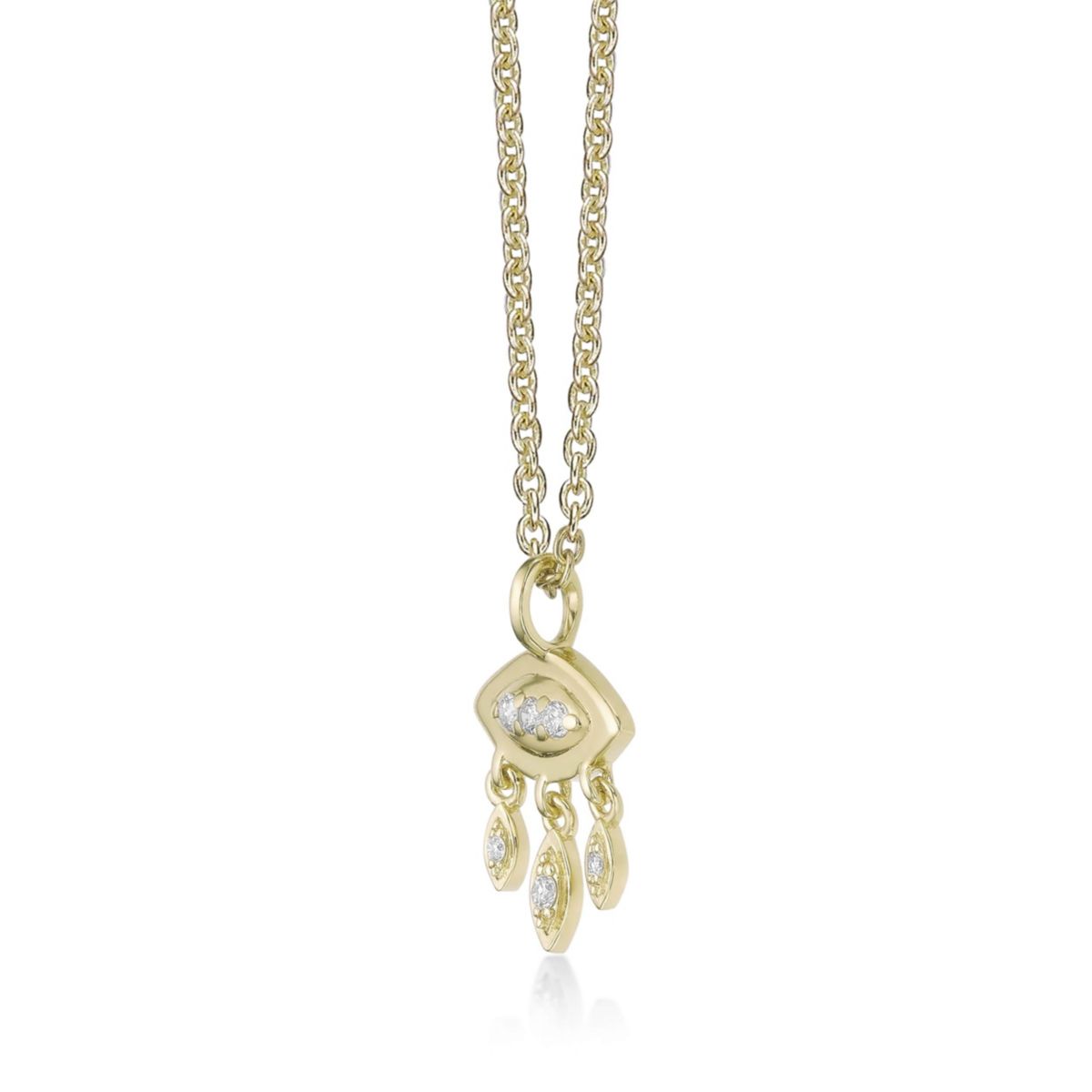 Lab Created Gemminded Lab-Grown Diamond Accent Eye Pendant Necklace in 18k Gold Over Silver