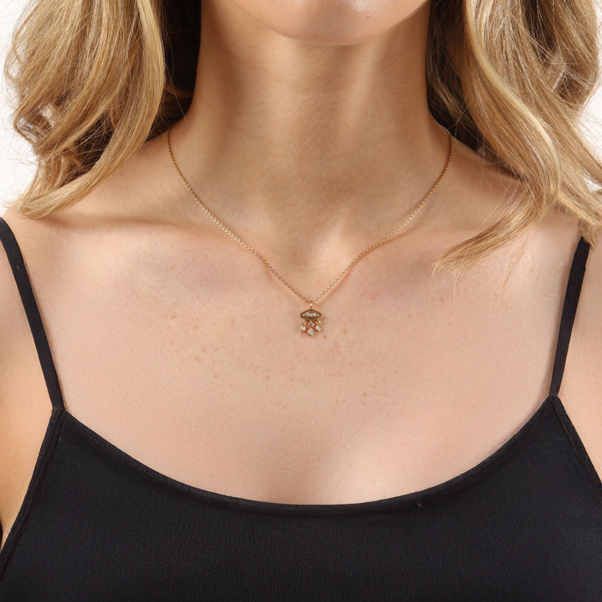 Lab Created Gemminded Lab-Grown Diamond Accent Eye Pendant Necklace in 18k Gold Over Silver