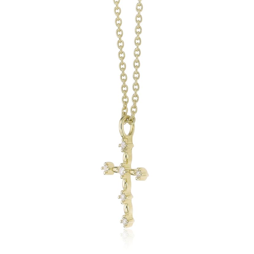 Lab Created Gemminded Lab-Grown Diamond Accent Cross Pendant Necklace in 18k Gold Over Silver