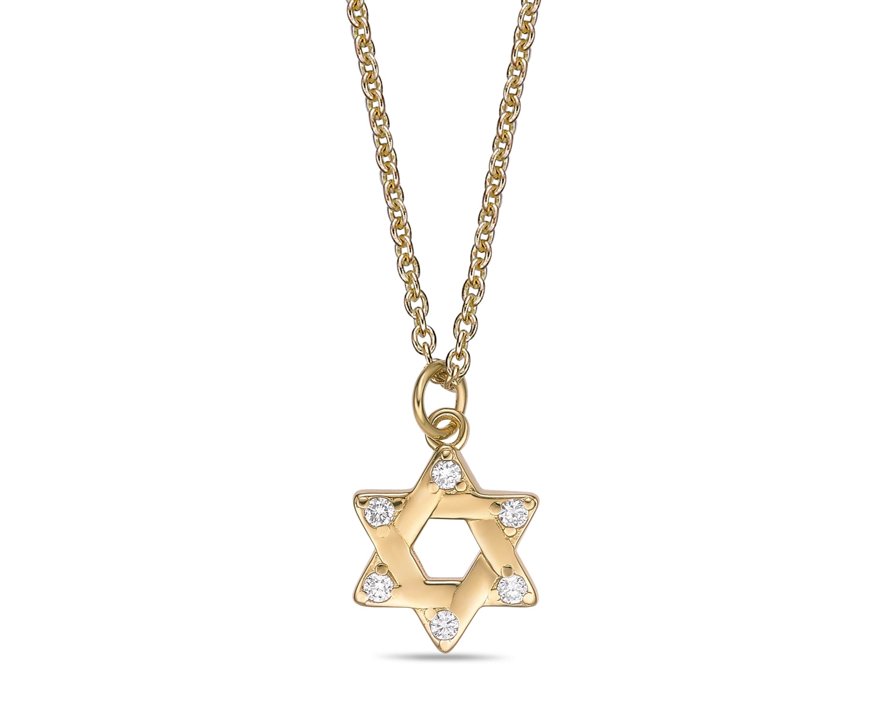 Lab Created Gemminded Lab-Grown Diamond Accent Star of David Pendant Necklace in 18k Gold Over Silver