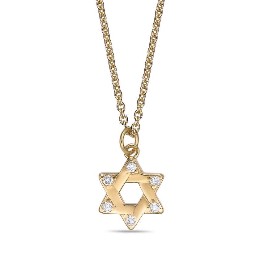 Lab Created Gemminded Lab-Grown Diamond Accent Star of David Pendant Necklace in 18k Gold Over Silver