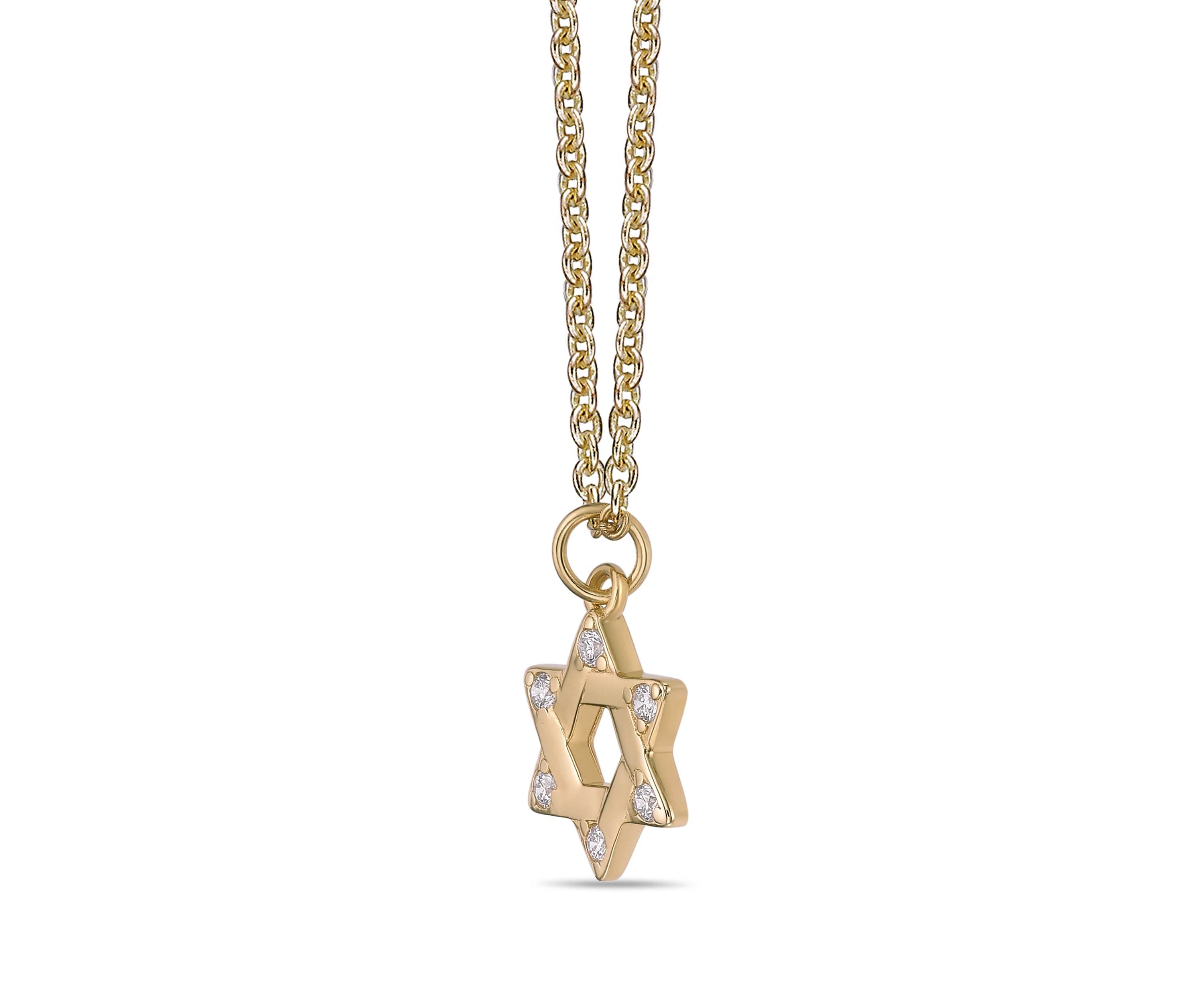 Lab Created Gemminded Lab-Grown Diamond Accent Star of David Pendant Necklace in 18k Gold Over Silver