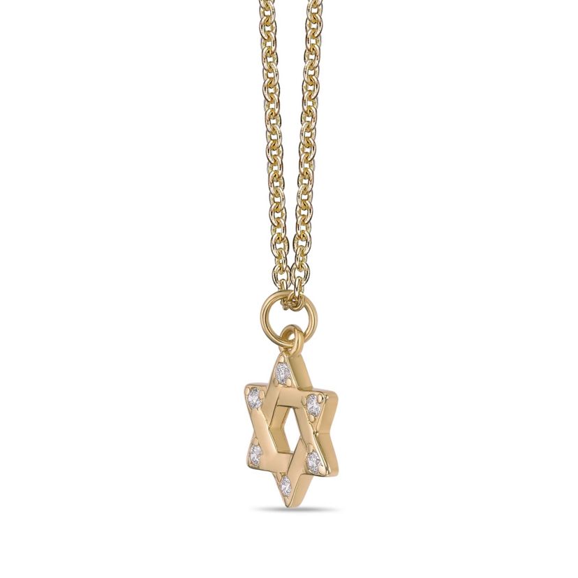 Lab Created Gemminded Lab-Grown Diamond Accent Star of David Pendant Necklace in 18k Gold Over Silver