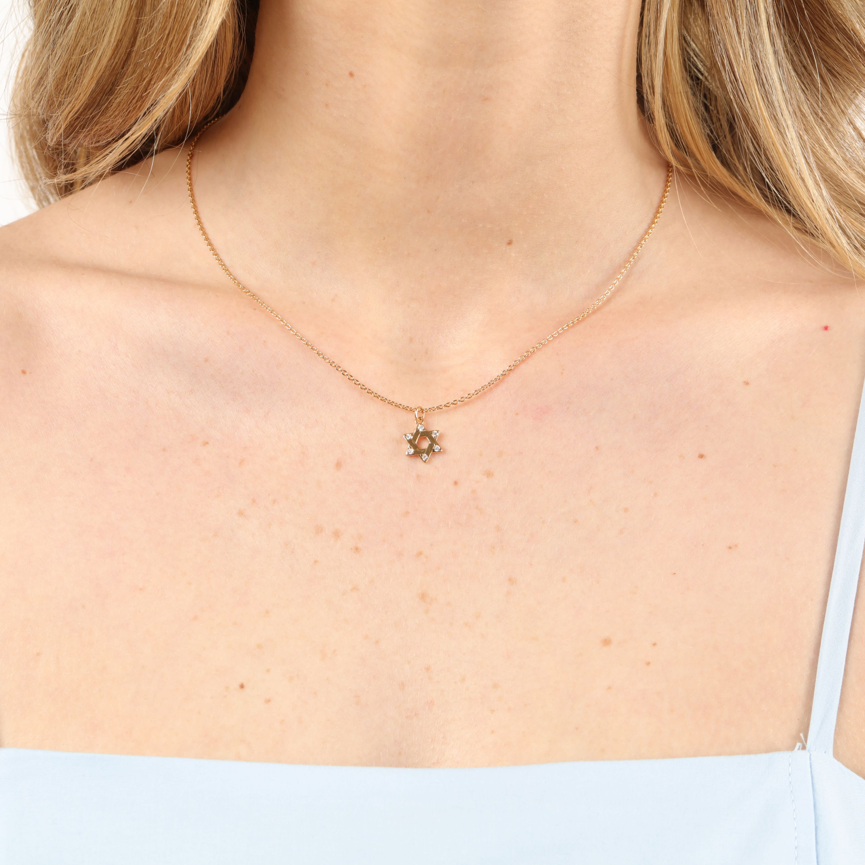 Lab Created Gemminded Lab-Grown Diamond Accent Star of David Pendant Necklace in 18k Gold Over Silver