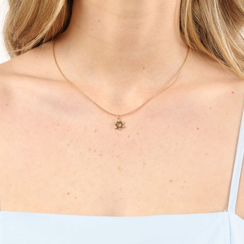Lab Created Gemminded Lab-Grown Diamond Accent Star of David Pendant Necklace in 18k Gold Over Silver