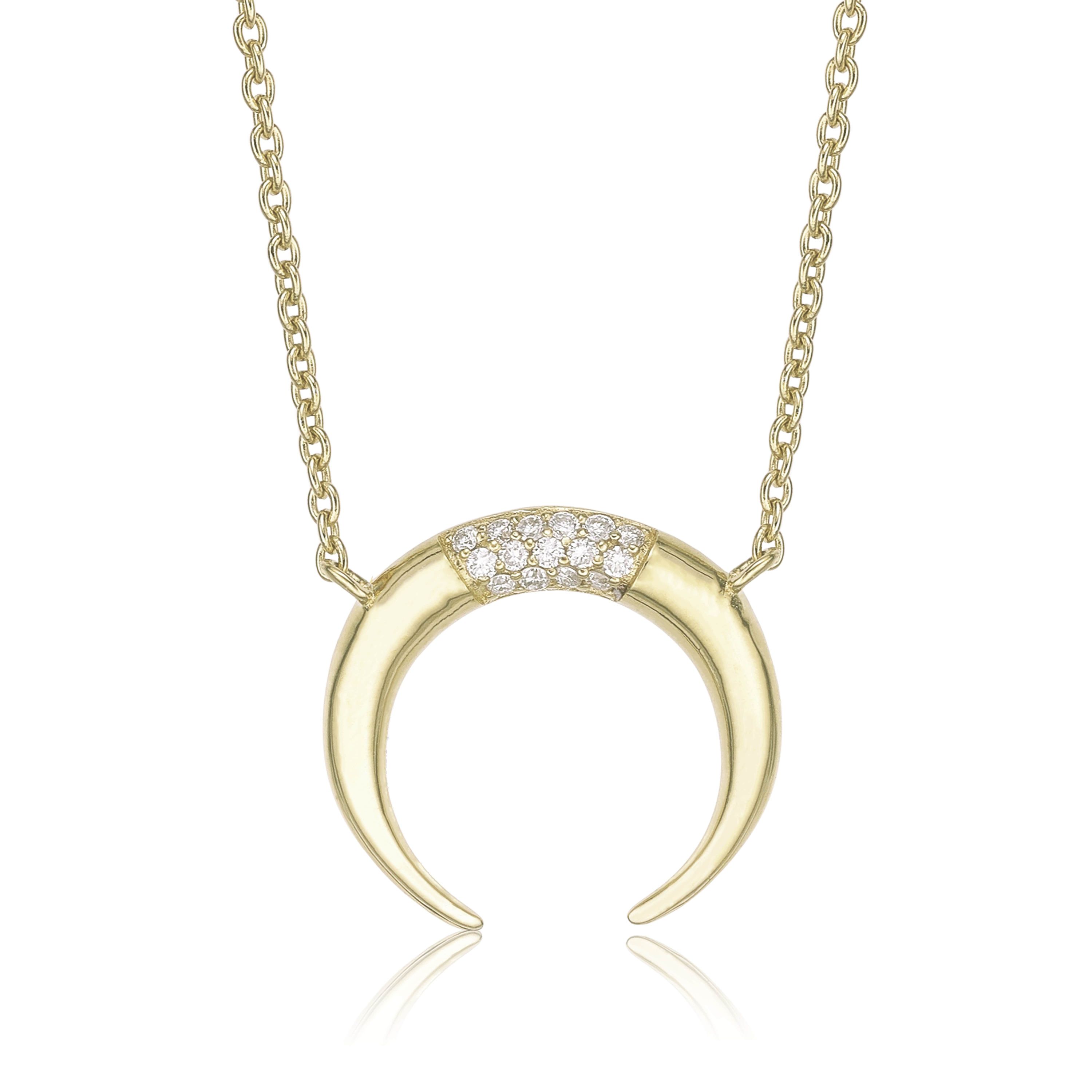Lab Created Gemminded 1/10 ct. t.w. Lab-Grown Diamond Crescent Moon Pendant Necklace in 18k Gold Over Silver