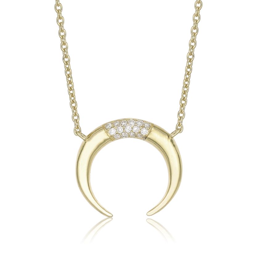 Lab Created Gemminded 1/10 ct. t.w. Lab-Grown Diamond Crescent Moon Pendant Necklace in 18k Gold Over Silver