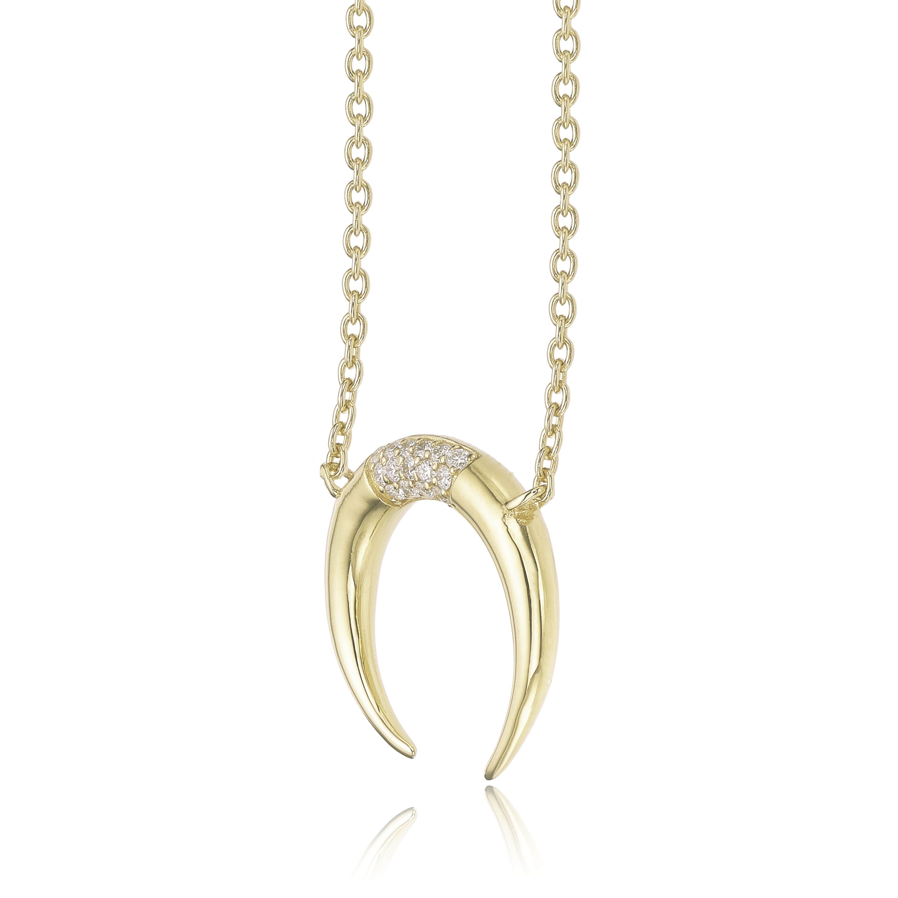Lab Created Gemminded 1/10 ct. t.w. Lab-Grown Diamond Crescent Moon Pendant Necklace in 18k Gold Over Silver