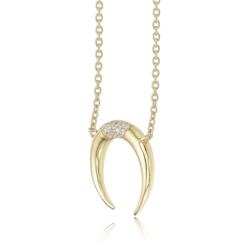 Lab Created Gemminded 1/10 ct. t.w. Lab-Grown Diamond Crescent Moon Pendant Necklace in 18k Gold Over Silver