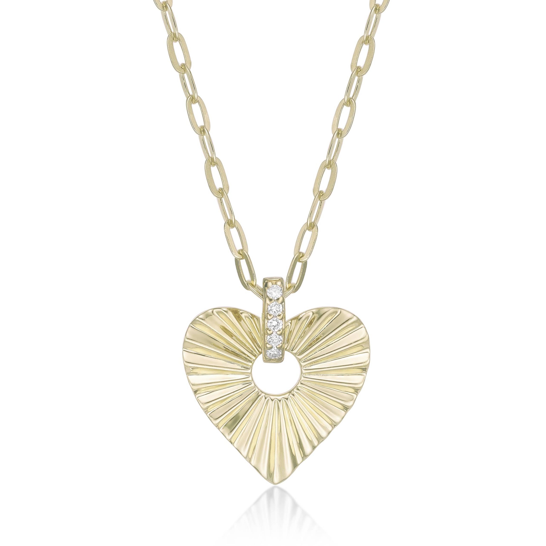 Lab Created Gemminded Lab-Grown Diamond Accent Heart Pendant Necklace in 18k Gold Over Silver