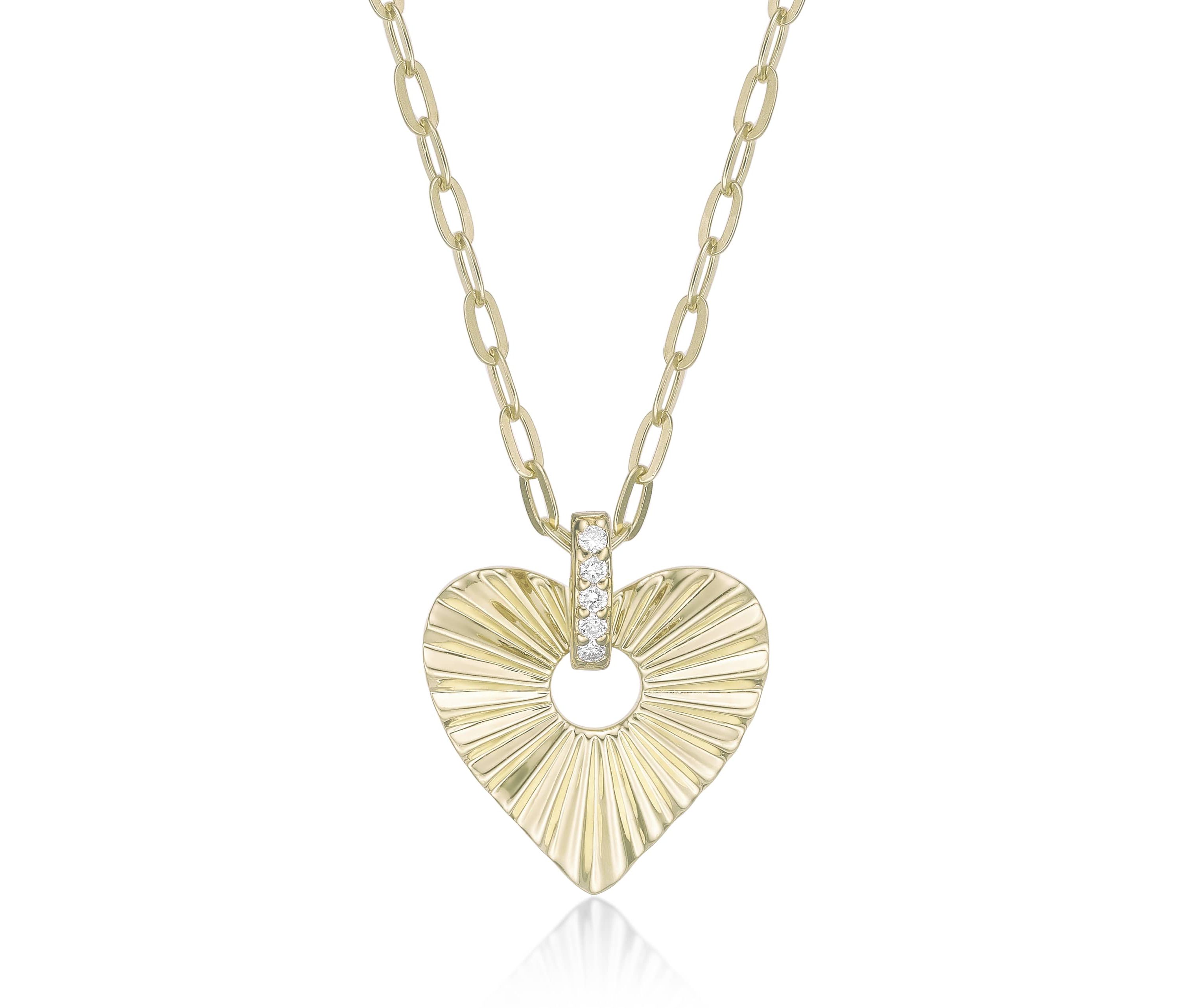 Lab Created Gemminded Lab-Grown Diamond Accent Heart Pendant Necklace in 18k Gold Over Silver