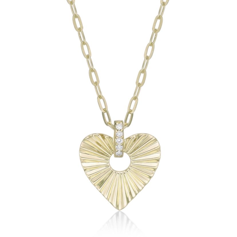 Lab Created Gemminded Lab-Grown Diamond Accent Heart Pendant Necklace in 18k Gold Over Silver