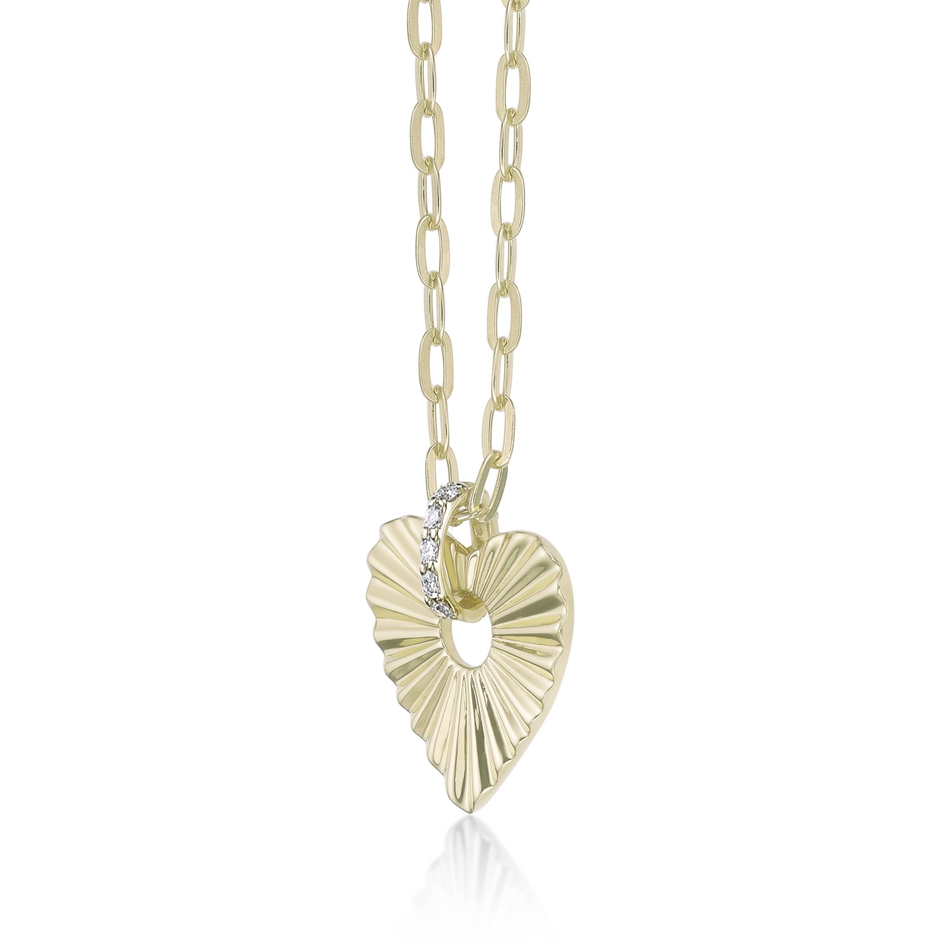 Lab Created Gemminded Lab-Grown Diamond Accent Heart Pendant Necklace in 18k Gold Over Silver
