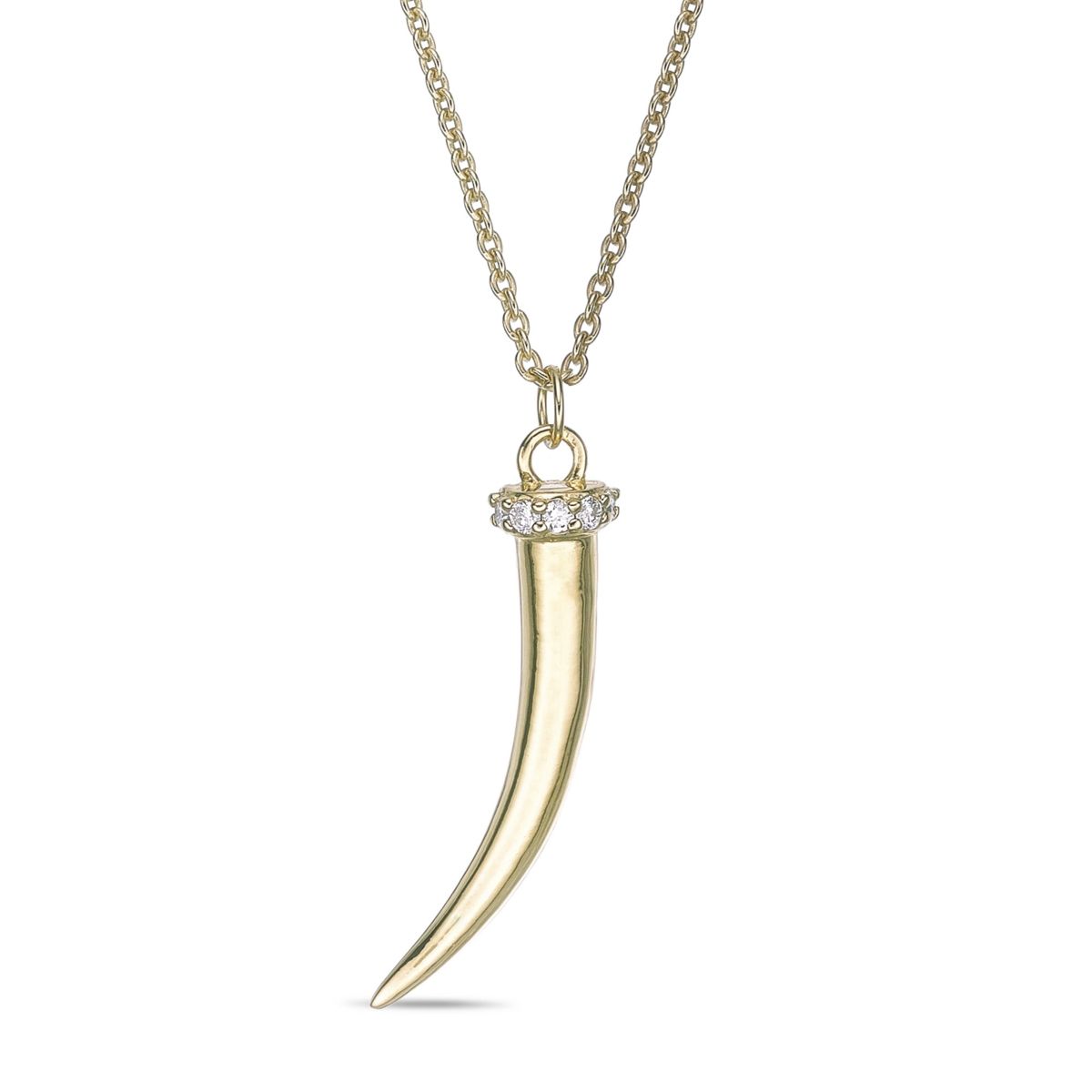 Lab Created Gemminded 1/10 ct. t.w. Lab-Grown Diamond Horn Pendant Necklace in 18k Gold Over Silver