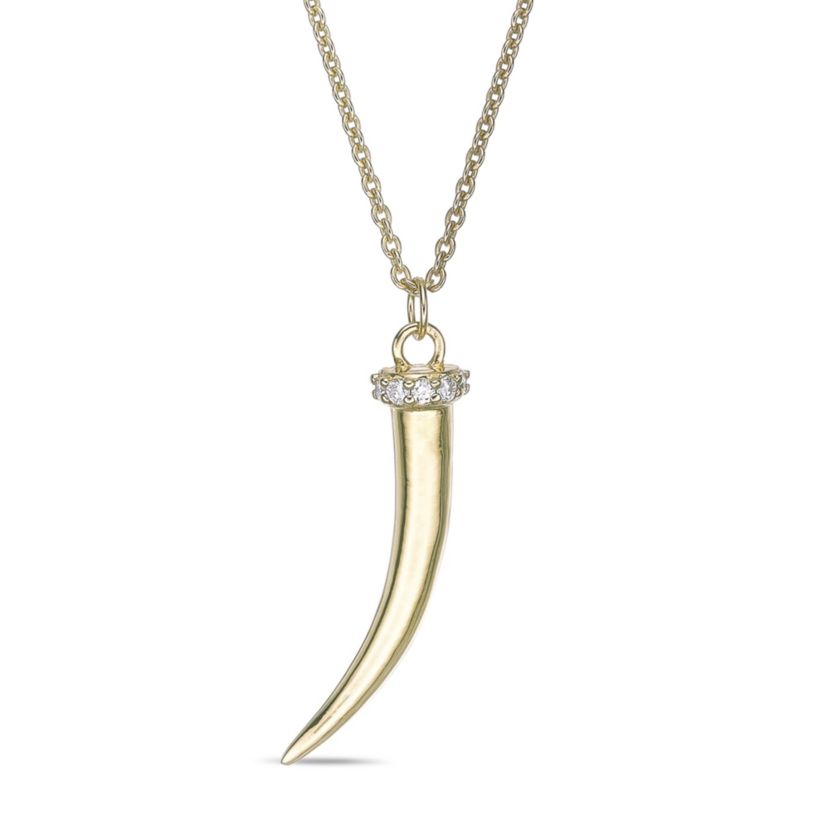 Lab Created Gemminded 1/10 ct. t.w. Lab-Grown Diamond Horn Pendant Necklace in 18k Gold Over Silver